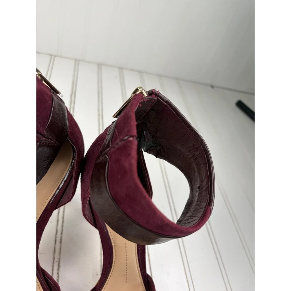 Gianni Bini Vintage Burgundy Suede Ankle Strap d'Orsay Heels Women's Size 8.5M